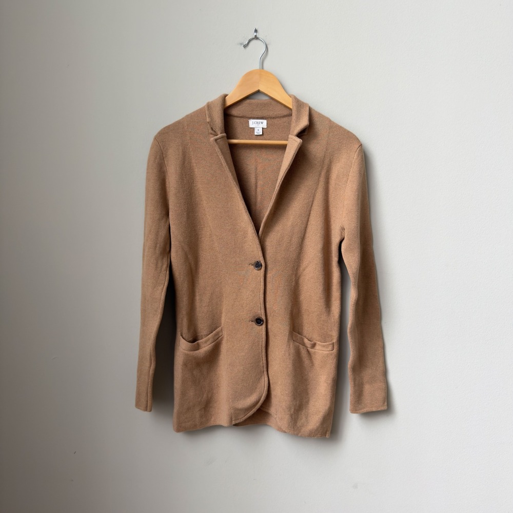 Women's J. Crew Preppy Camel Tan Knit Cardigan Blazer Size S Casual Versatile